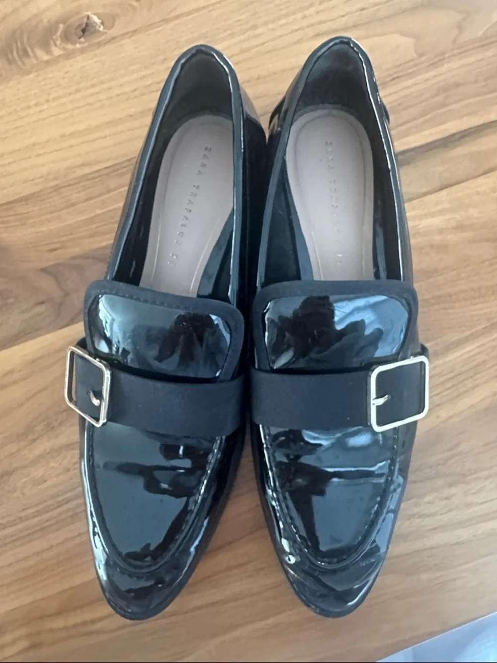 Zara Black Patent Loafers with Buckle Strap - Picture 3 of 4